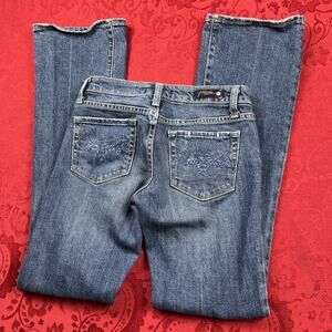 Vigoss Ted Baker Jeans Womens 26 Blue Bootcut Floral Quilt Embroidered Flare